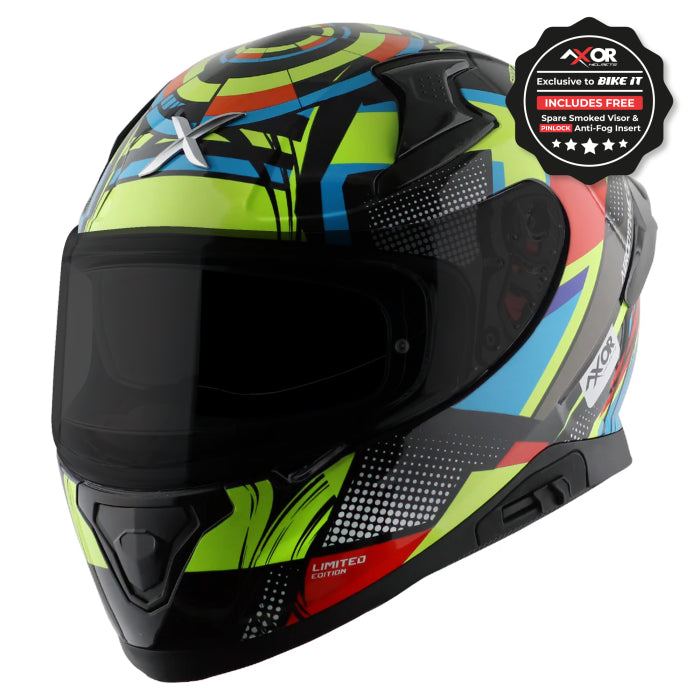 Axor Apex Full Face Helmet - Hex-2 Vivid Black Neon Yellow Gloss £124.99