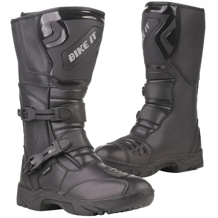 Bike It 'Triple-Black' Motorcycle Adventure Boot (Black)