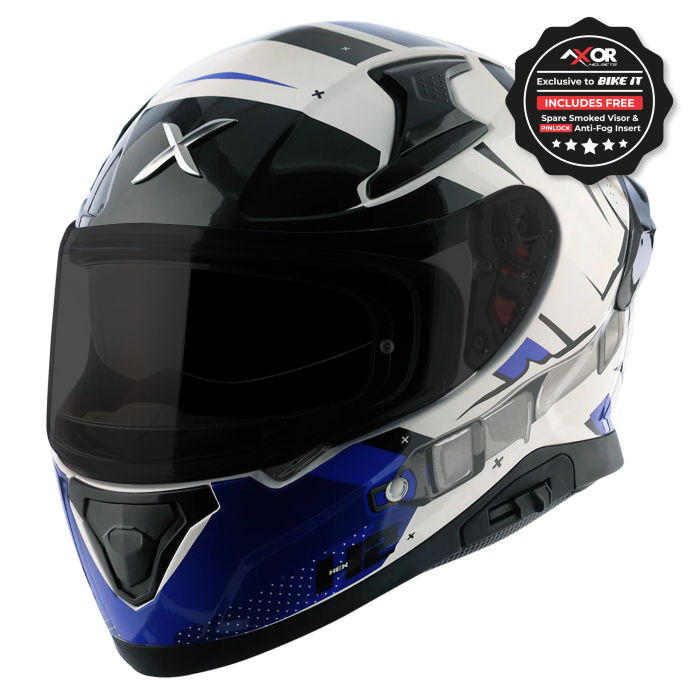 Axor Apex Full Face Helmet - Hex-2 White Blue Gloss £124.99